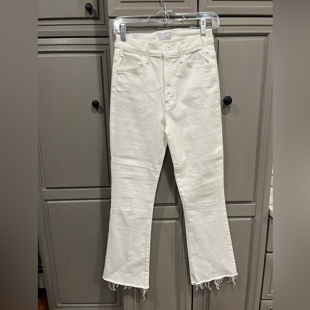 White Mother Hustler Ankle Fray Jeans